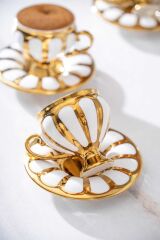 Acar 6876 Karius 6 Lı Kahve Fincan Takımı Gold