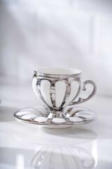 Acar 6876 Karius 6 Lı Kahve Fincan Takımı Gümüş