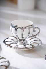 Acar 6876 Karius 6 Lı Kahve Fincan Takımı Gümüş