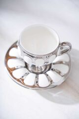 Acar 6876 Karius 6 Lı Kahve Fincan Takımı Gümüş