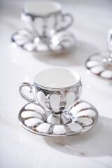 Acar 6876 Karius 6 Lı Kahve Fincan Takımı Gümüş