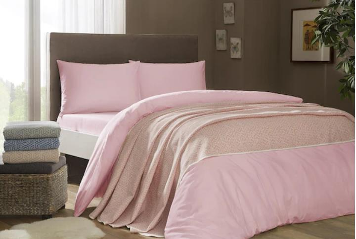 Taç Marina Pikeli Nevresim Seti Çift Kişilik Pembe