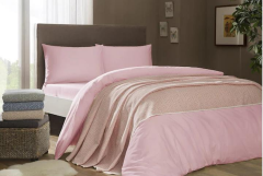 Taç Marina Pikeli Nevresim Seti Çift Kişilik Pembe