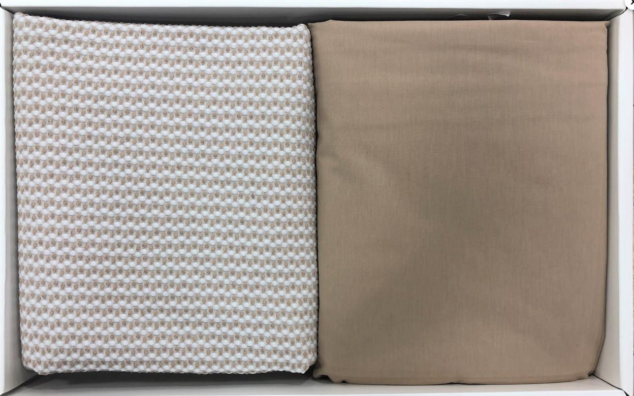 Taç Marina Pikeli Nevresim Seti Çift Kişilik Kahve