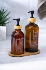 Acar 7623 Louvre Bambu Standlı 2 Li Sıvı Sabunluk 500/300 ML