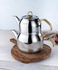 Acar 315 Armin Aile Boy Çelik Çaydanlık Takımı - Gold