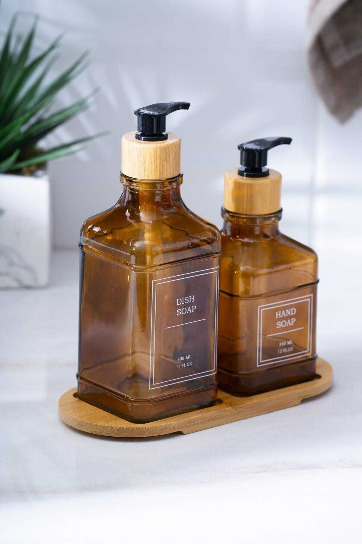 Acar 7625 Louvre Bambu Standlı 2 Li Sıvı Sabunluk 500/300 ML