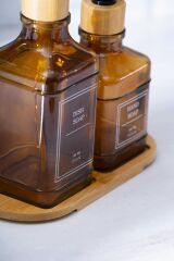 Acar 7625 Louvre Bambu Standlı 2 Li Sıvı Sabunluk 500/300 ML