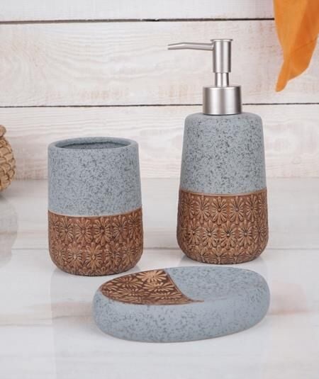 Acar 5063 Stoneware 3 lü Banyo Seti Gri