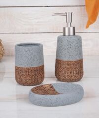 Acar 5063 Stoneware 3 lü Banyo Seti Gri