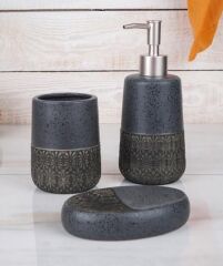 Acar 5063 Stoneware 3 lü Banyo Seti Antrasit
