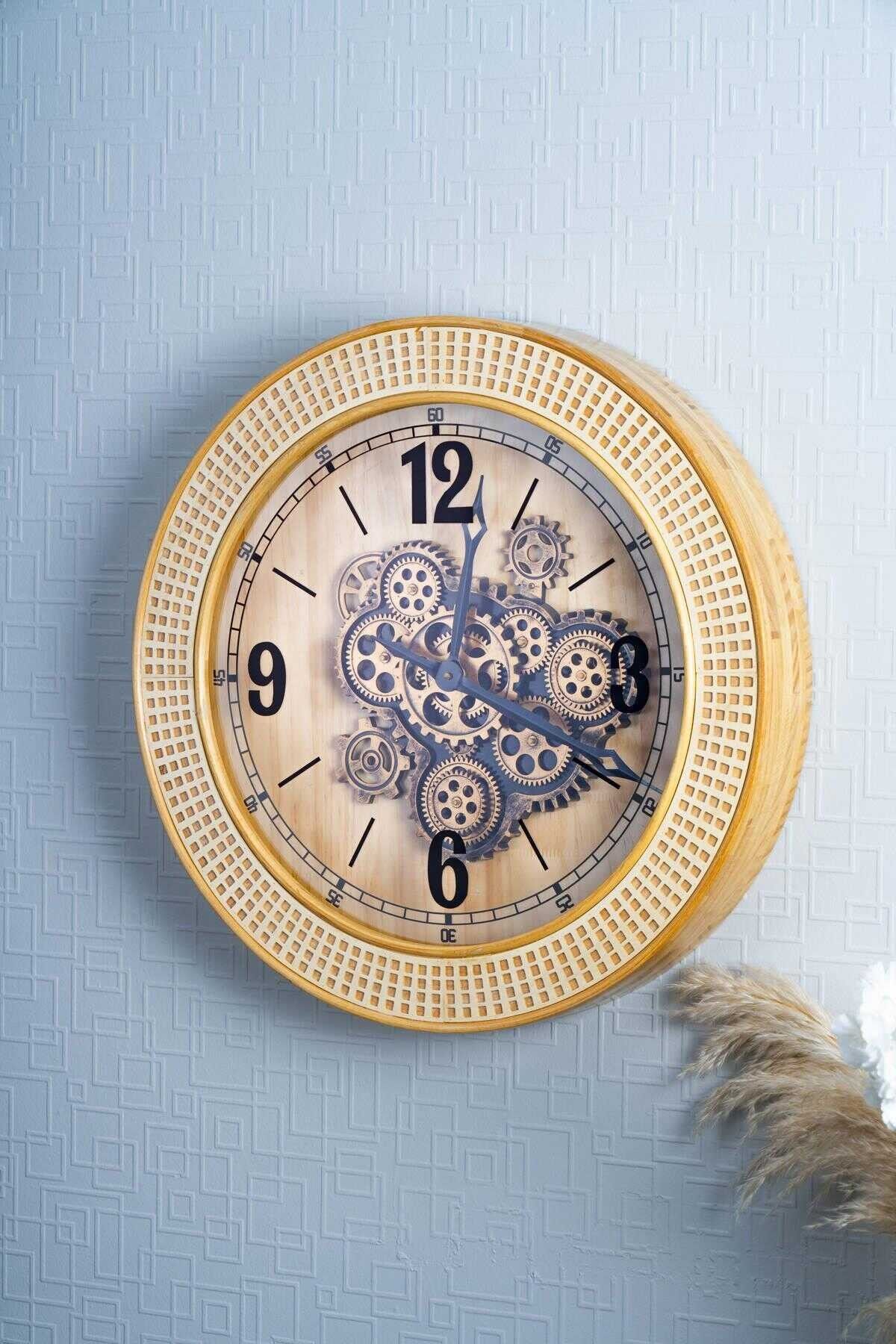 Acar 7433 Dekoratif Çarklı Duvar Saati 59 x 59 x 8,5 Cm