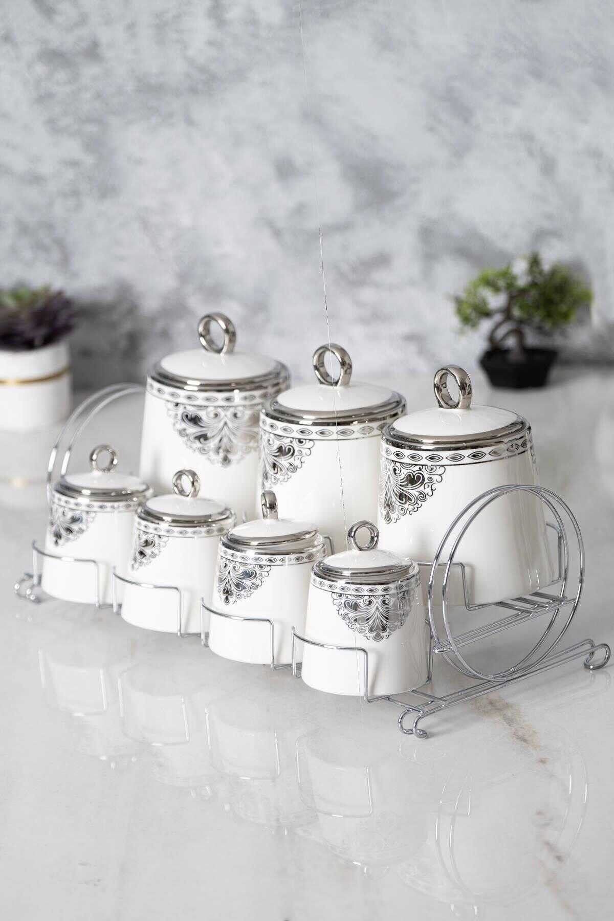 Acar 6385 Astar Gümüş Metal Standlı 7 Li Baharat Takımı