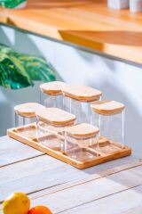 Acar 7585 Malibu Bambu Standlı 6 Lı Baharat Takımı