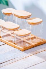 Acar 7585 Malibu Bambu Standlı 6 Lı Baharat Takımı