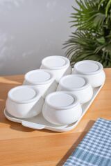 Acar 6165 Nora Collection 6 Lı Tepsili Porselen Kapaklı Kahvaltılık Seti