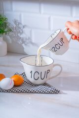 Acar 6670 Leroy 2 Li Porselen Ölçü Bardağı 250/500 ML