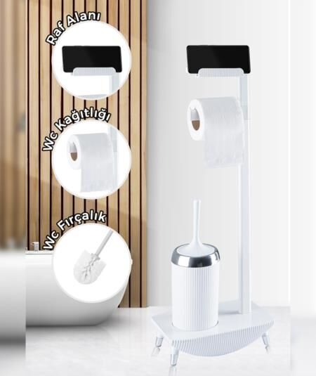 Acar 5686 Silikon Fırçalı Wc Seti Beyaz