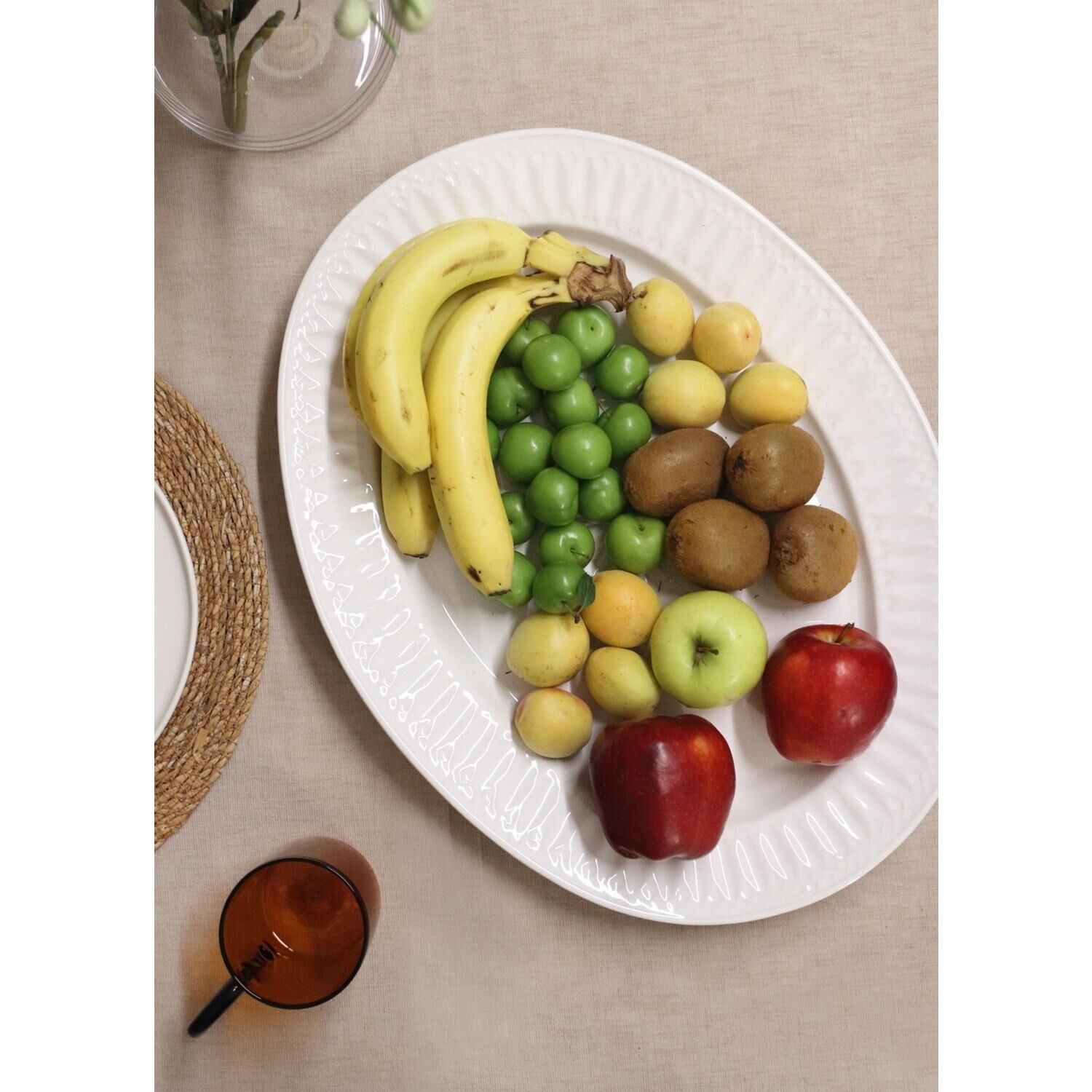 The Mia GRD0003 Grande Servis Tabağı Beyaz 41x31 Cm