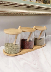 The Mia CAM0306 Bambu Kapaklı 3 Lü Cam Reçellik