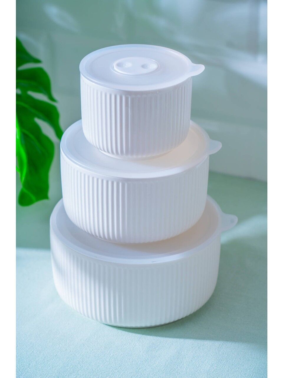 Acar 7095 Pure Carmen Kapaklı Porselen 3 lü Saklama Kabı