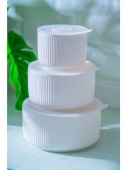 Acar 7095 Pure Carmen Kapaklı Porselen 3 lü Saklama Kabı