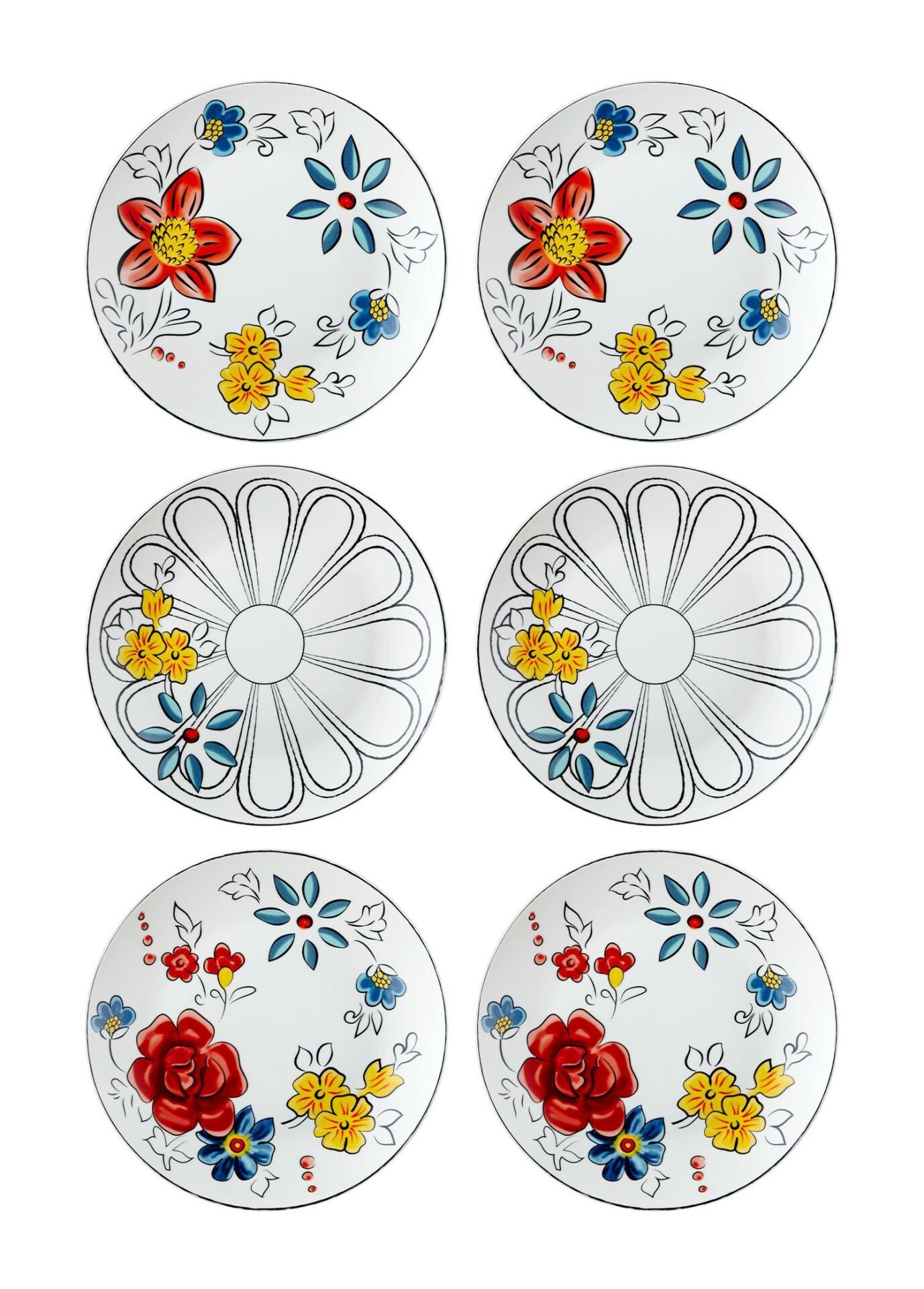 The Mia DNR0053 Fiore Pasta Tabağı 6 Lı Set - 21 cm