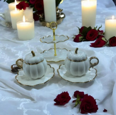 Acar 7647 Betty 2 Li Standlı Mini Pasta Set & Fincan Takımı Gold