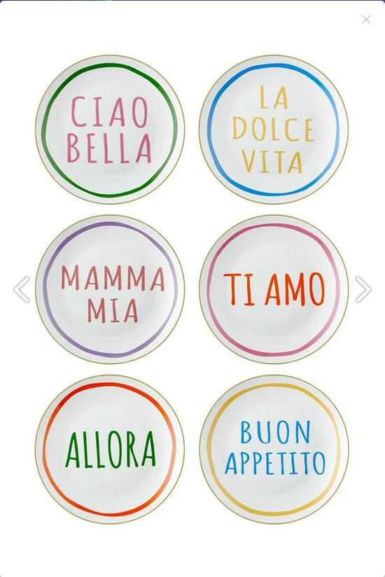 The Mia DNR0083 Ti Amo Pasta Tabağı 6 Lı Set - 21 cm