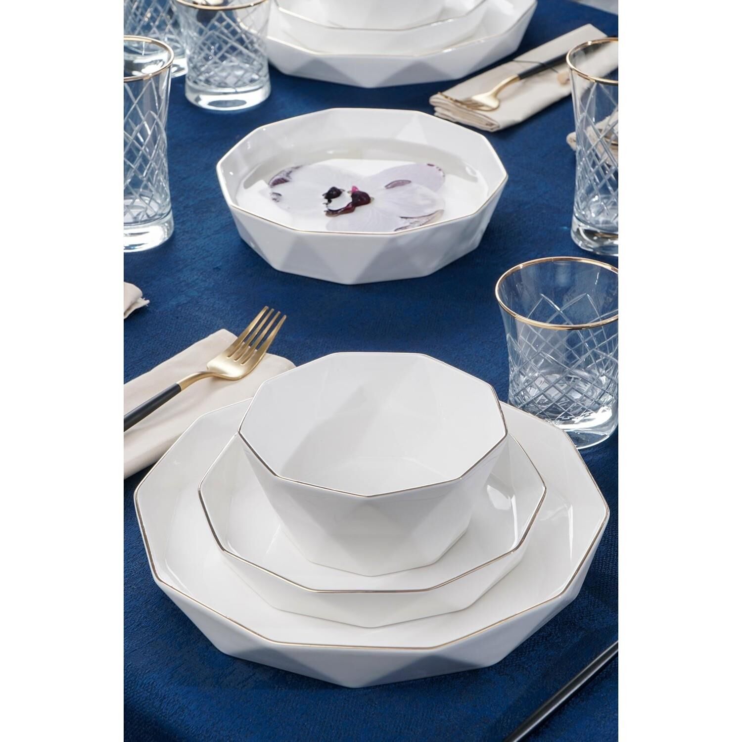 Acar 12192 Diamond Collection 6 Kişilik 24 Parça Porselen Yemek Takımı