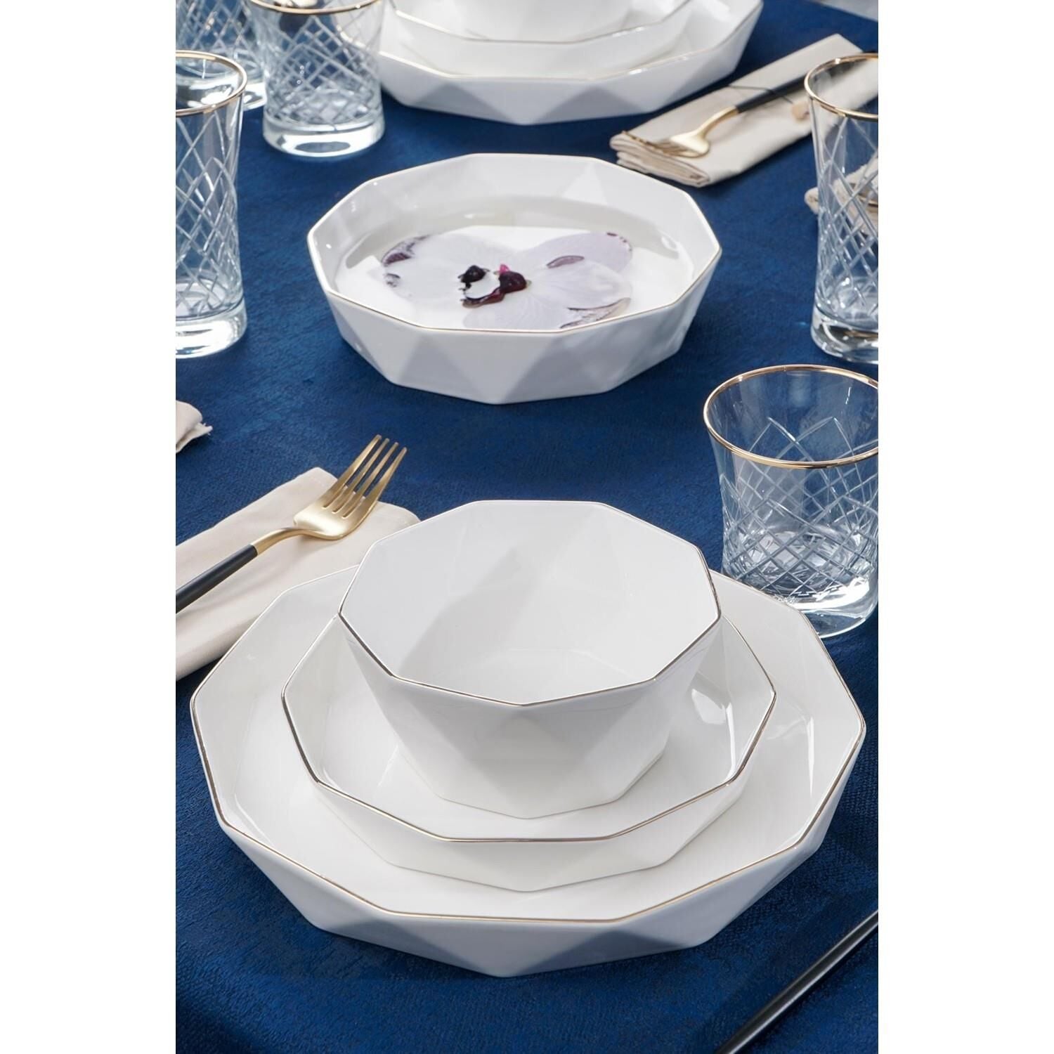 Acar 12192 Diamond Collection 6 Kişilik 24 Parça Porselen Yemek Takımı