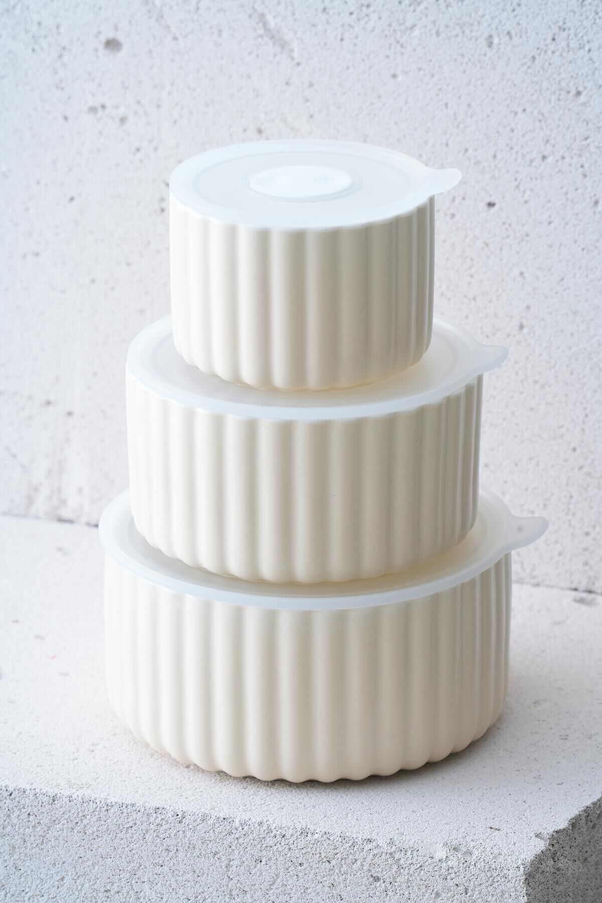 Acar 7464 Blush 3 Lü Saklama Kabı Krem