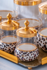 Acar 7316 Ortigia 8 Li Cam Tepsili Baharat Takımı