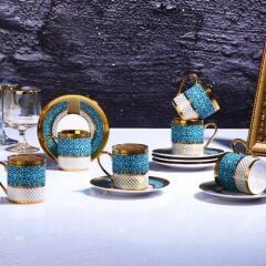 Kosova İST-107 Porselen 6 lı Kahve Fincan Seti 12 Parça