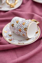 Acar 6013 Juliette 6 Lı Kahve Fincan Takımı Pembe