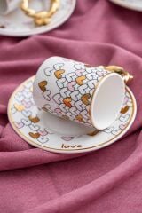 Acar 6013 Juliette 6 Lı Kahve Fincan Takımı Pembe