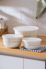 Acar 8526 Made With Love Emaye 3 Lü Saklama & Karıştırma Kabı