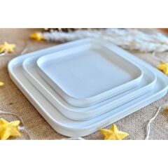 Acar 10341 Bianco Perla Porselen Kare Tabak Büyük Boy 28 x 28 Cm