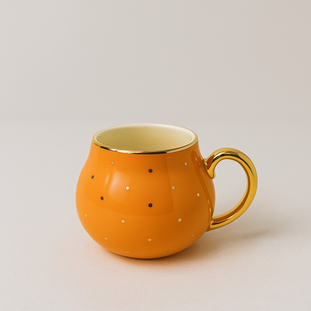 Kosova 247 Puantiyeli Yuvarlak Turuncu Porselen Kupa