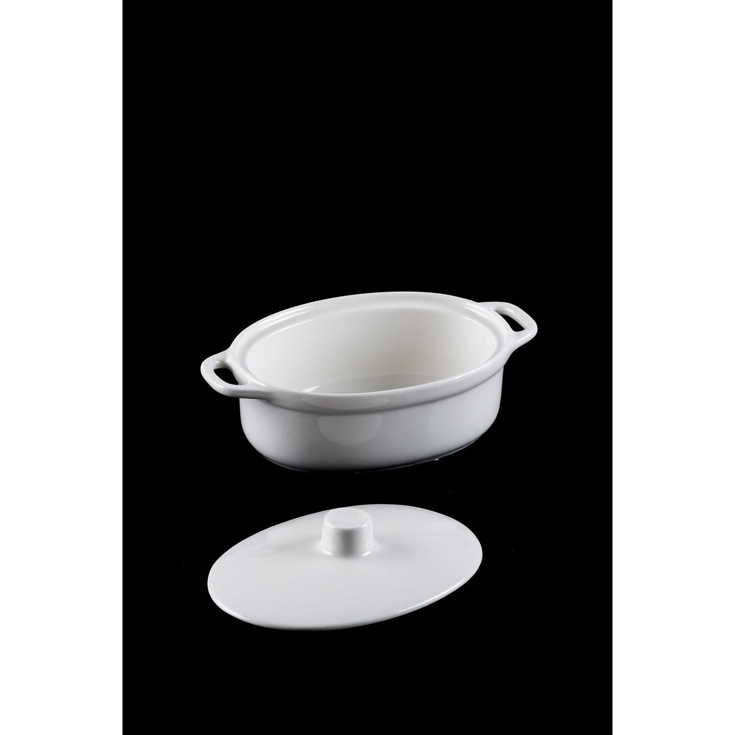 Acar 10872 Bianco Perla 26 Cm Porselen Oval Mini Sunum Tencere