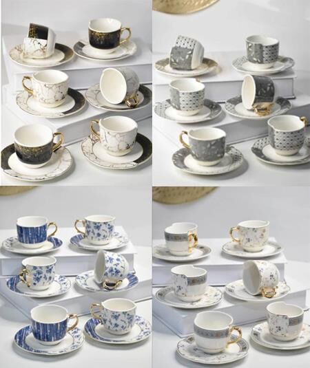 Acar Fabia 11693 Porselen 6 Lı Kahve Fincan Takımı