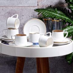 Kosova BYZ-037 New Bone China 6 Lı Kahve Fincan Seti Yaldızlı