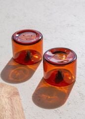 The Mia CAM0456 Yuvarlak Tuzluk Biberlik 2 Li Set Amber 6x5 Cm