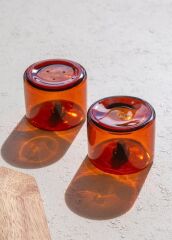 The Mia CAM0456 Yuvarlak Tuzluk Biberlik 2 Li Set Amber 6x5 Cm