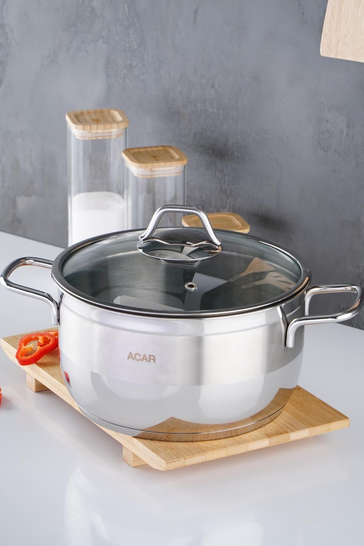 Acar 16462 Karat Derin Çelik Tencere 22 Cm