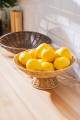 Acar 7862 Nomad Ayaklı Hasır Meyvelik 29 Cm Krem