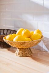 Acar 7862 Nomad Ayaklı Hasır Meyvelik 29 Cm Krem