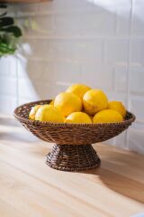 Acar 7862 Nomad Ayaklı Hasır Meyvelik 29 Cm Kahverengi