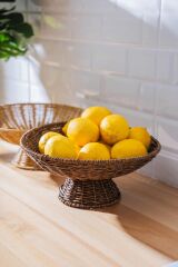 Acar 7862 Nomad Ayaklı Hasır Meyvelik 29 Cm Kahverengi