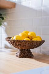 Acar 7862 Nomad Ayaklı Hasır Meyvelik 29 Cm Kahverengi